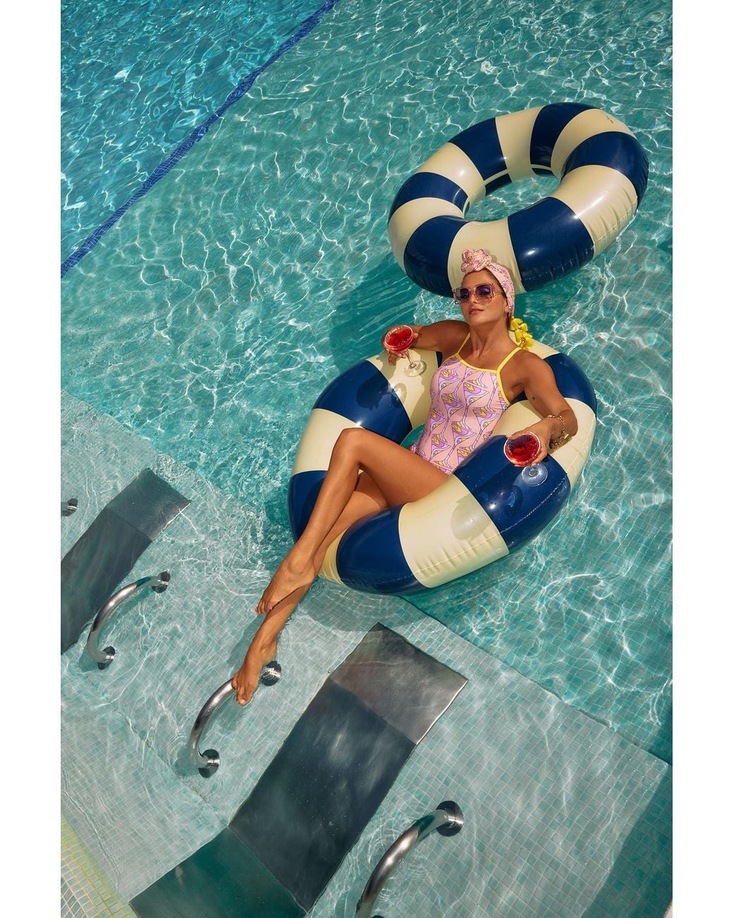Julia Clancey Pink Miami Martini Swim Suit
