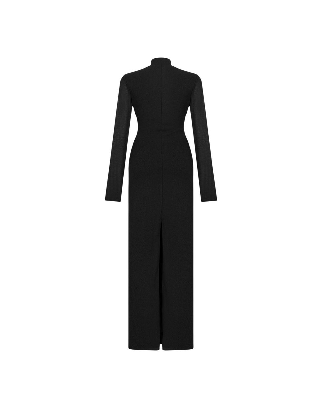 Nocturne Black Button Detail Stand Collar Maxi Dress