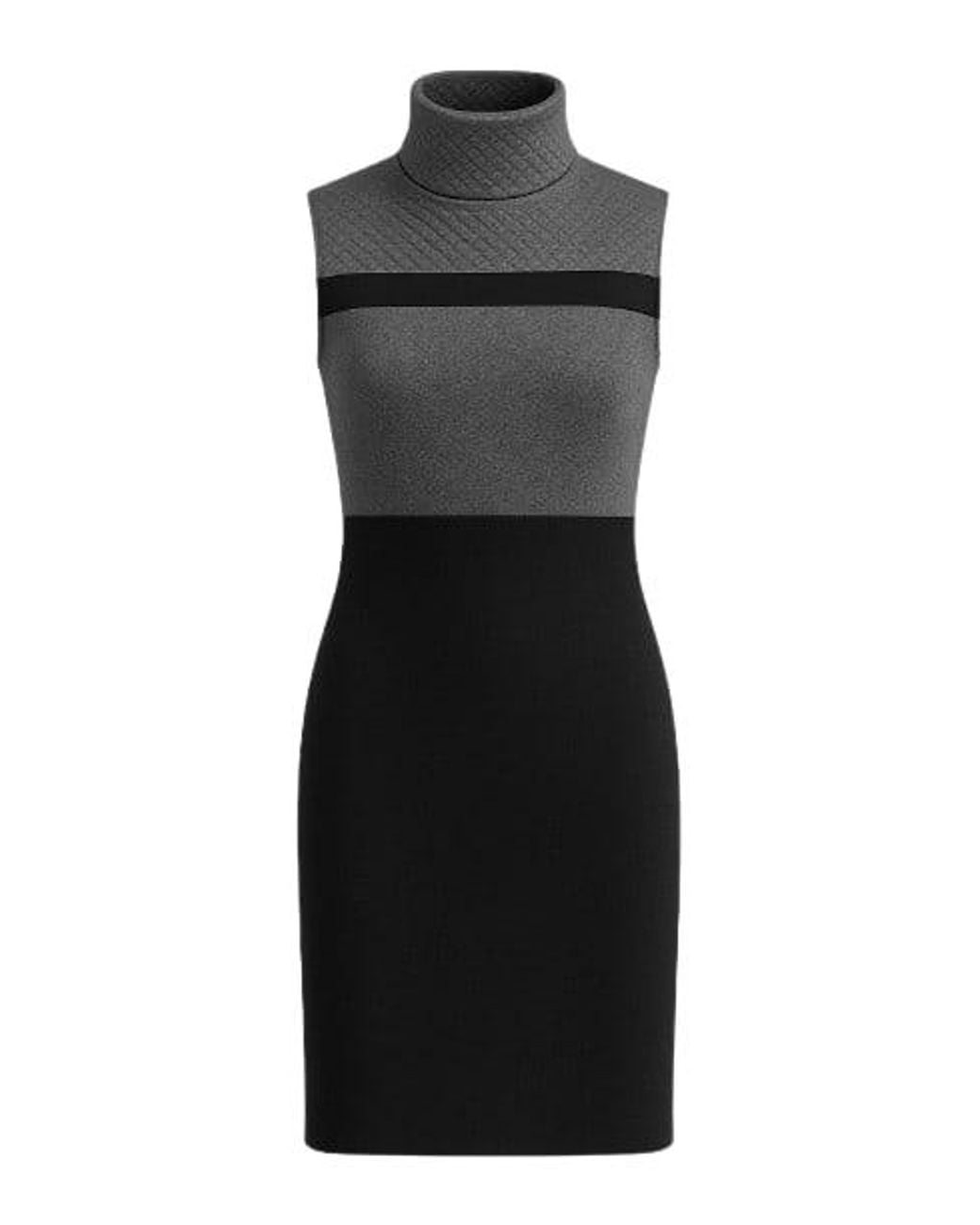 Conquista Black Three Fabric Sleeveless Jersey Dress