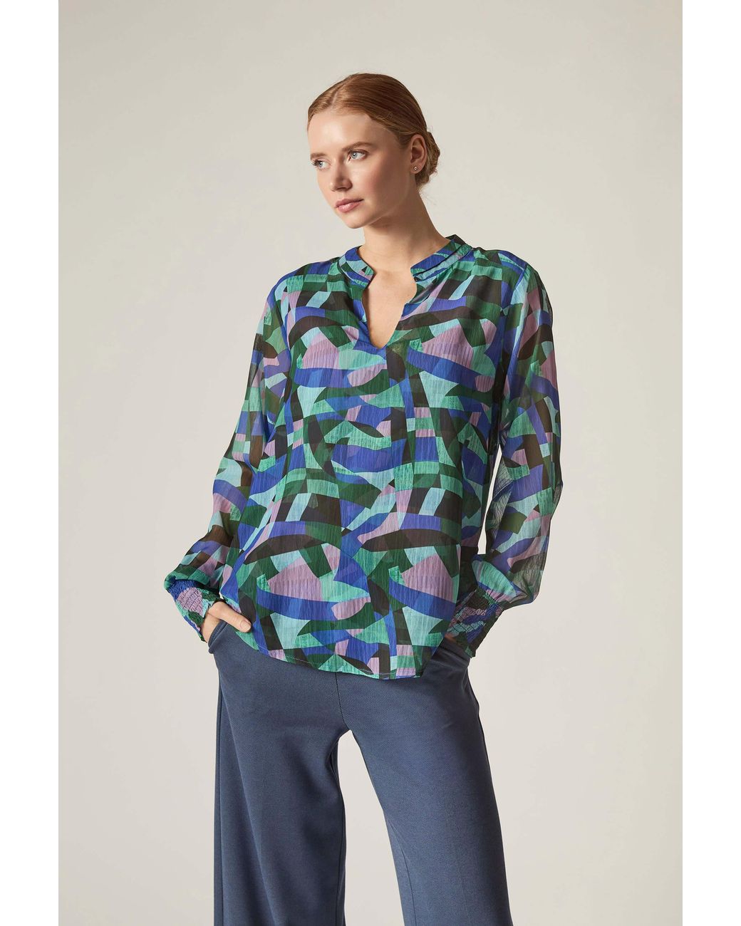 James Lakeland Blue Abstract Print Blouse