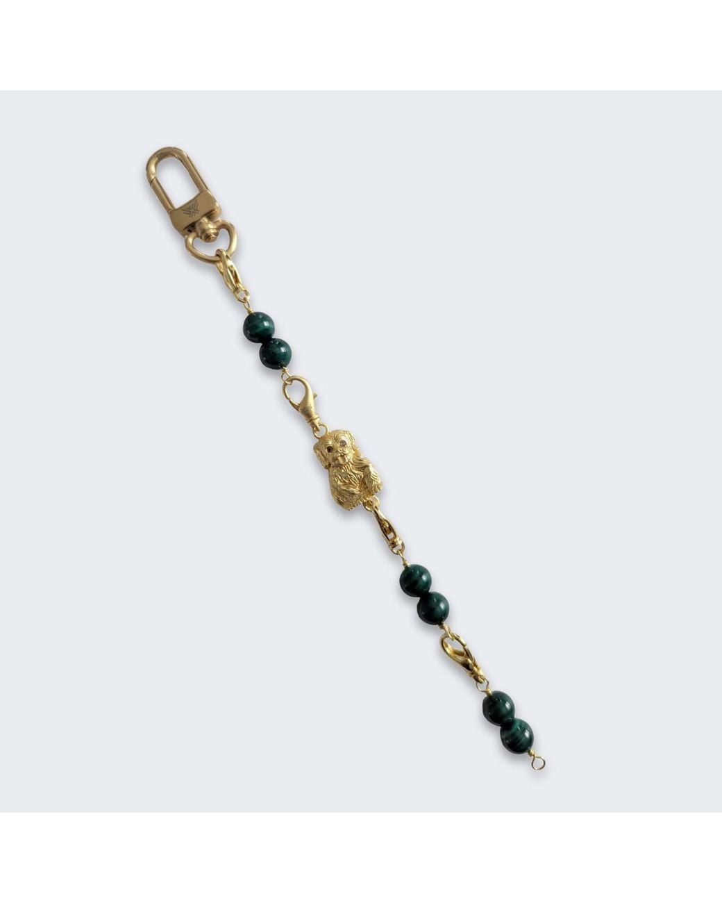 Frenvyrn Metallic Puppy Convertible Malachite Bracelet Bag Charm Medium