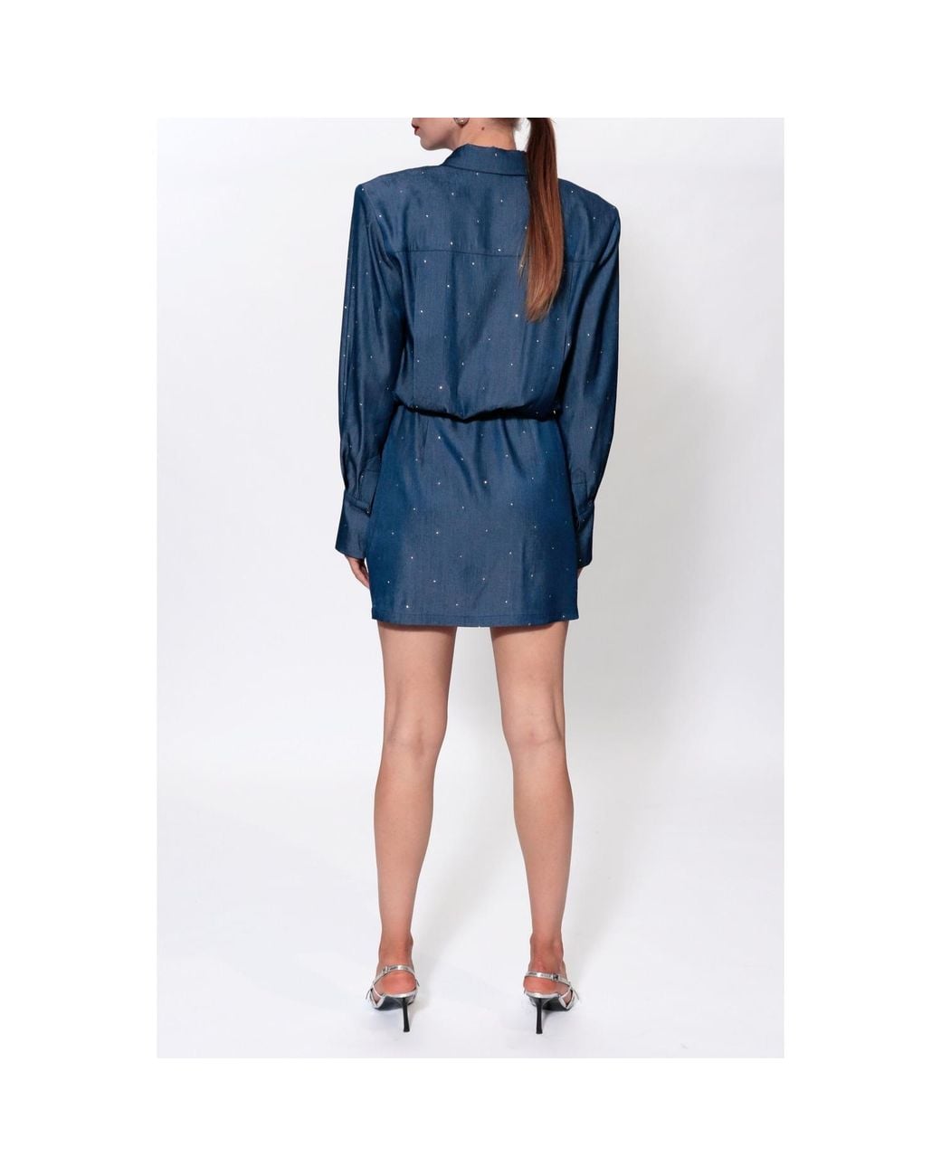 AGGI by HALEWSKI Blue Electra Jets Denim Mini Shirt Dress