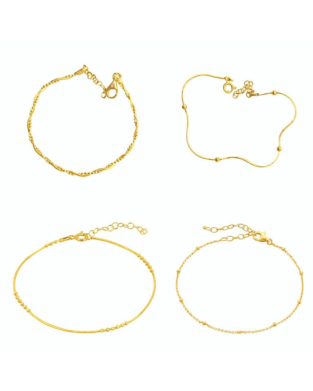 Spero London Metallic Sterling Beaded Bracelet Layering Set