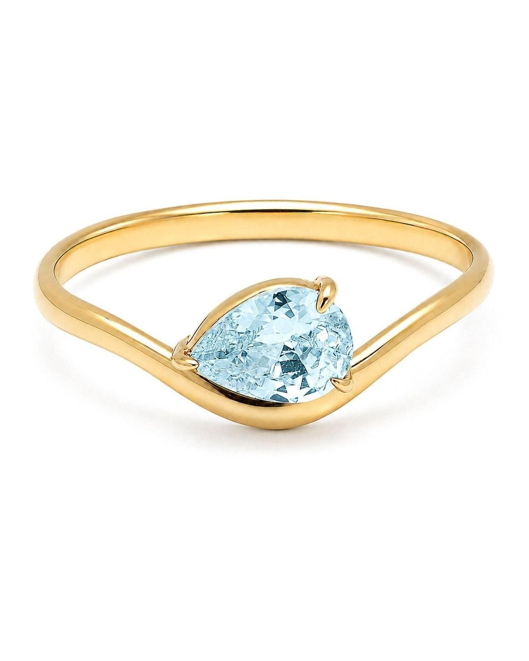 Belinda Jewelz Blue Aquamarine Wavy Solitair Birthstone Ring