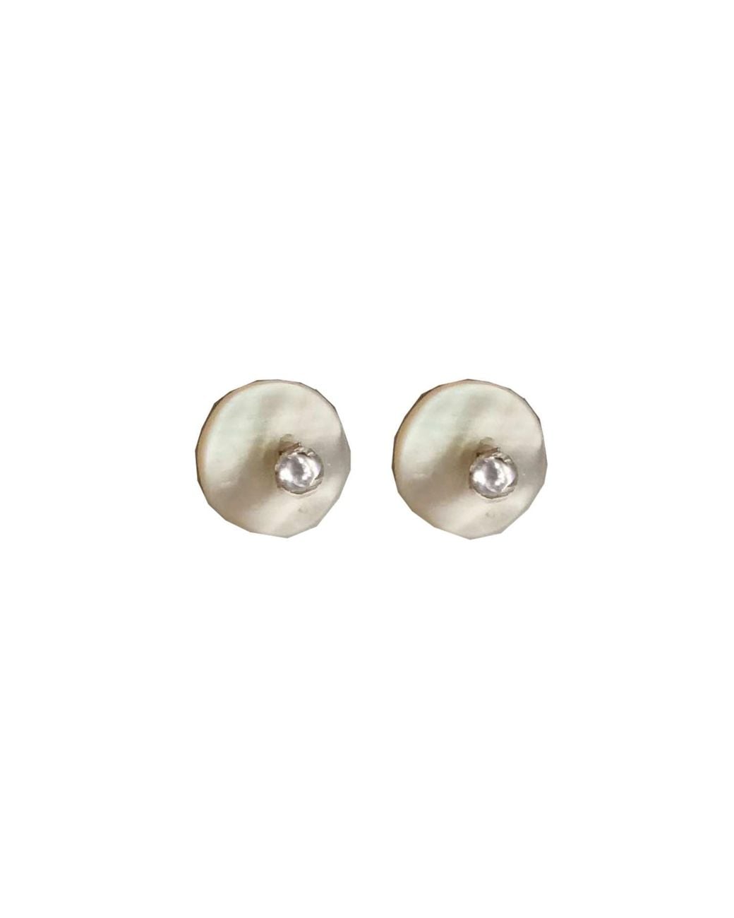 Lily Flo Jewellery Metallic Mother Of Pearl Lab Grown Diamond Stud Earrings