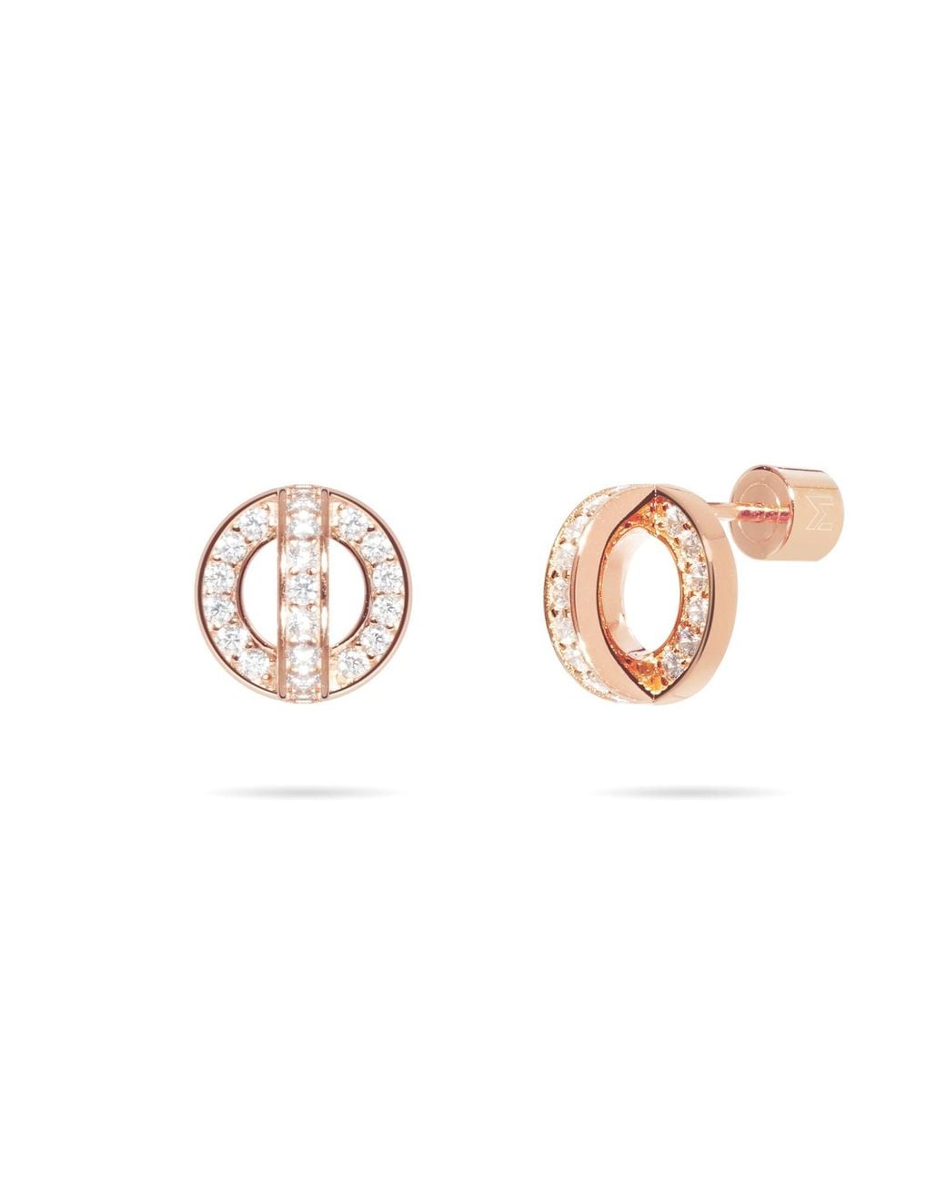Meulien Pink Circle And Arc Stud Earrings