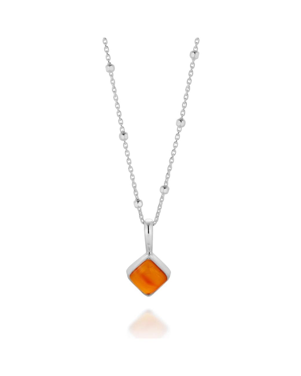 Nellou Jewellery Metallic Diamond Carnelian Necklace Birthstone July Sterling