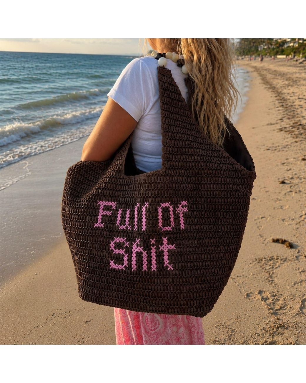 Lilly Loves Brown Full Of Shit Oversized Beach Bag