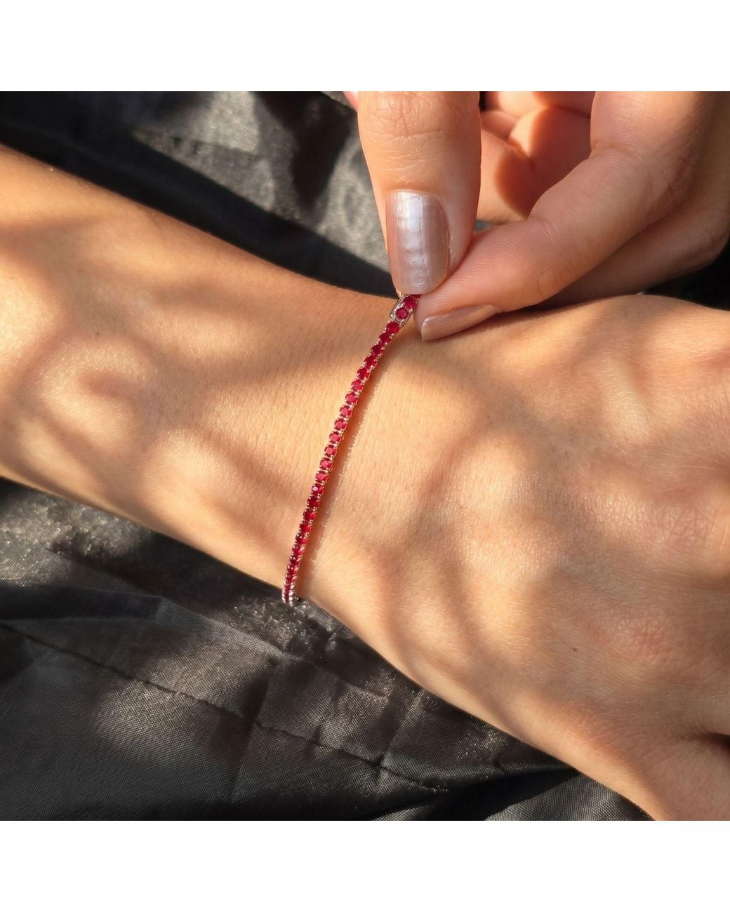 Sophelia White Garnet January Birthstone Sterling Dainty Tennis Bracelet