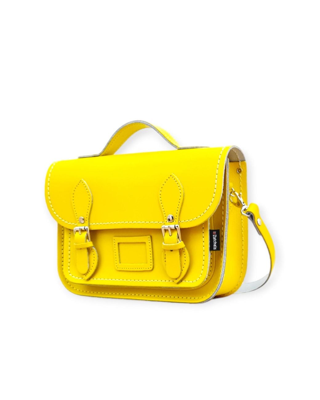 Zatchels Yellow Handmade Leather Crossbody Midi Satchel