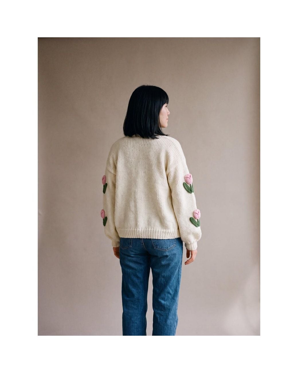 Ana Chic Natural Neutrals Tulip Handmade Knitted Cardigan