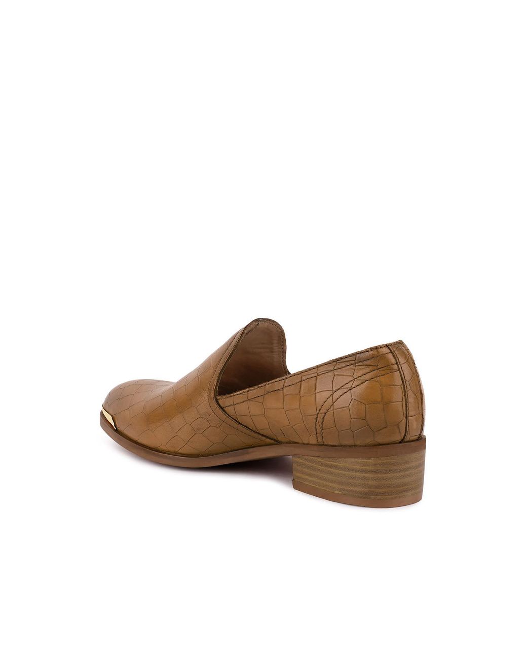Rag & Co Brown Lilliam Metal Highlight Casual Leather Loafers