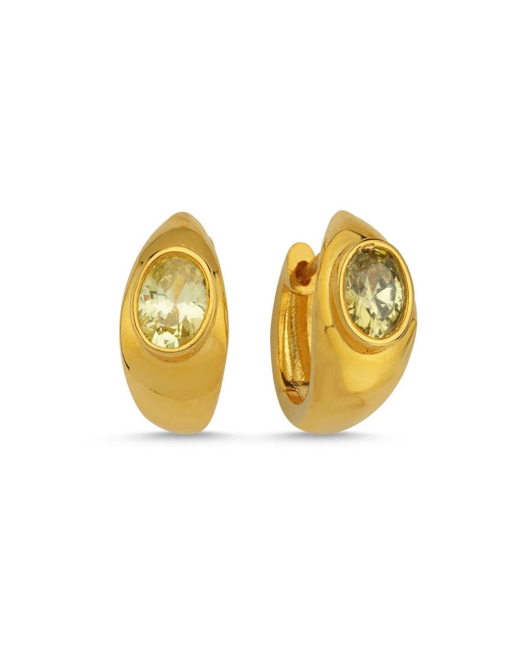 LINYA JEWELLERY Metallic Lina Drop Stone Huggie Earrings