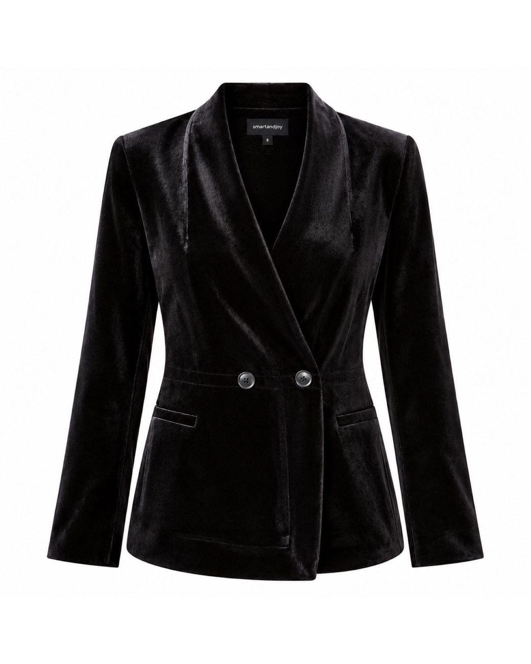 Smart and Joy Black Velvet Jacket With A Flat Neckline