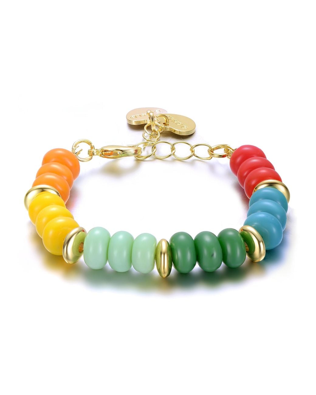 Genevive Jewelry Blue Rachel Glauber Plated Bracelet With Multi Colored Stone Beads For Kids