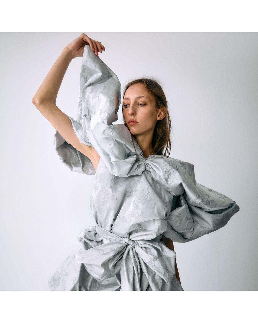 Miro Misljen Gray Sculptural Wrap Dress