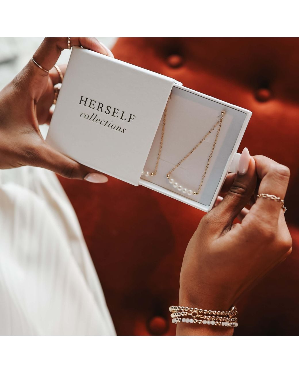 Herself Collections Metallic Talia Pearl Drop Earrings