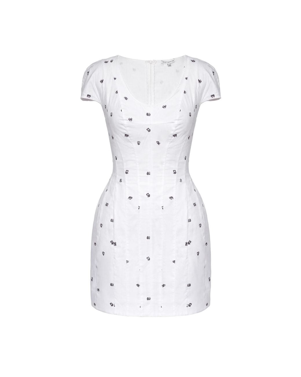POST MERIDIEM White Cotton Mini Dress With Shaped Seams