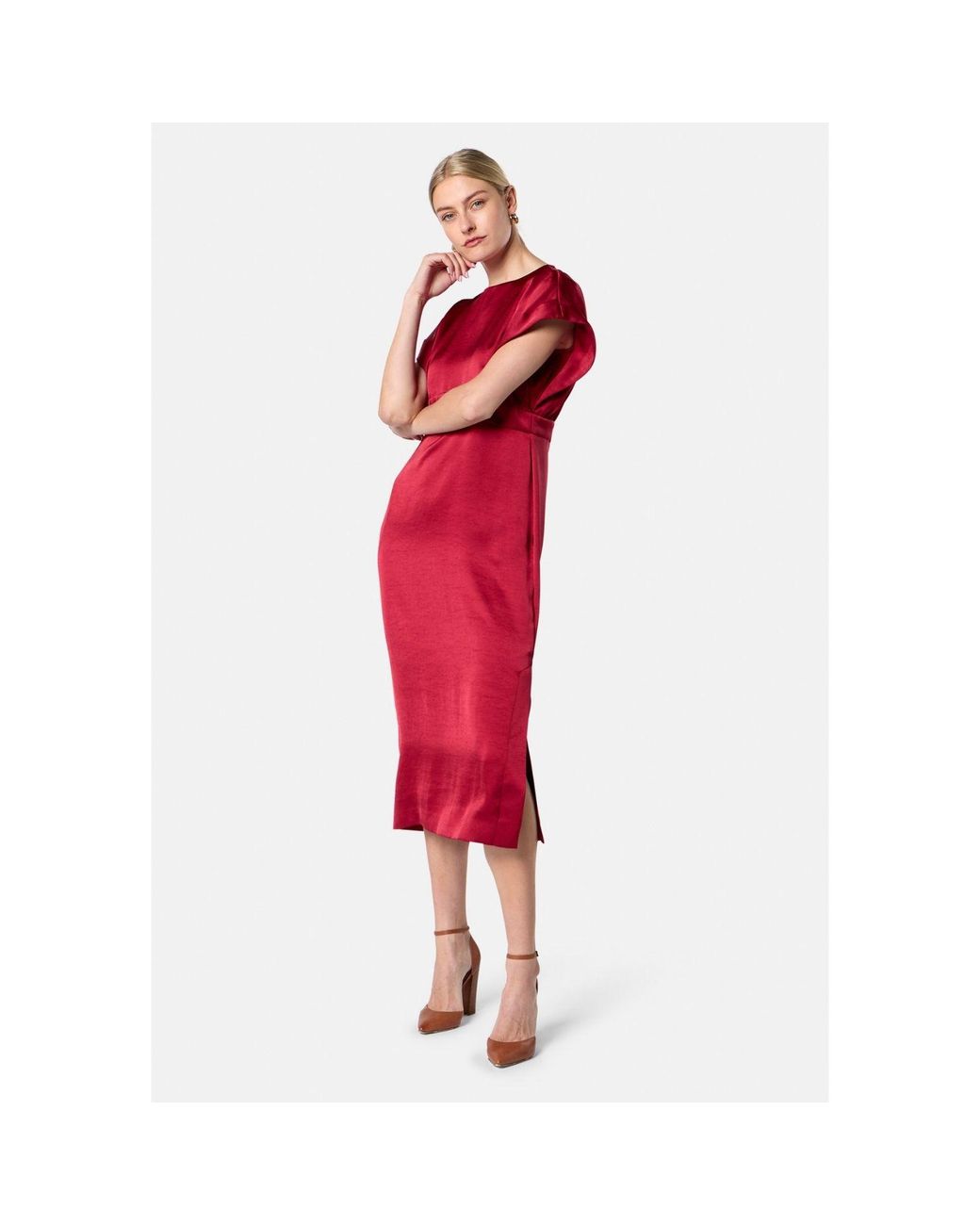 Helen Mcalinden Red Shiv Ruby Satin Dress