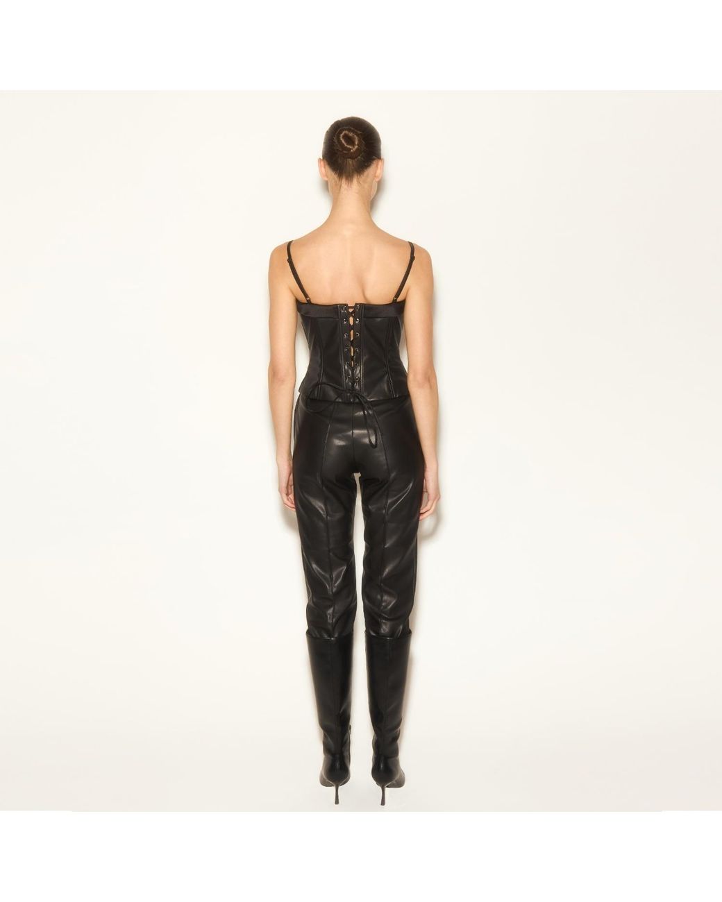 Herfetch Black Basic Faux Leather Pant
