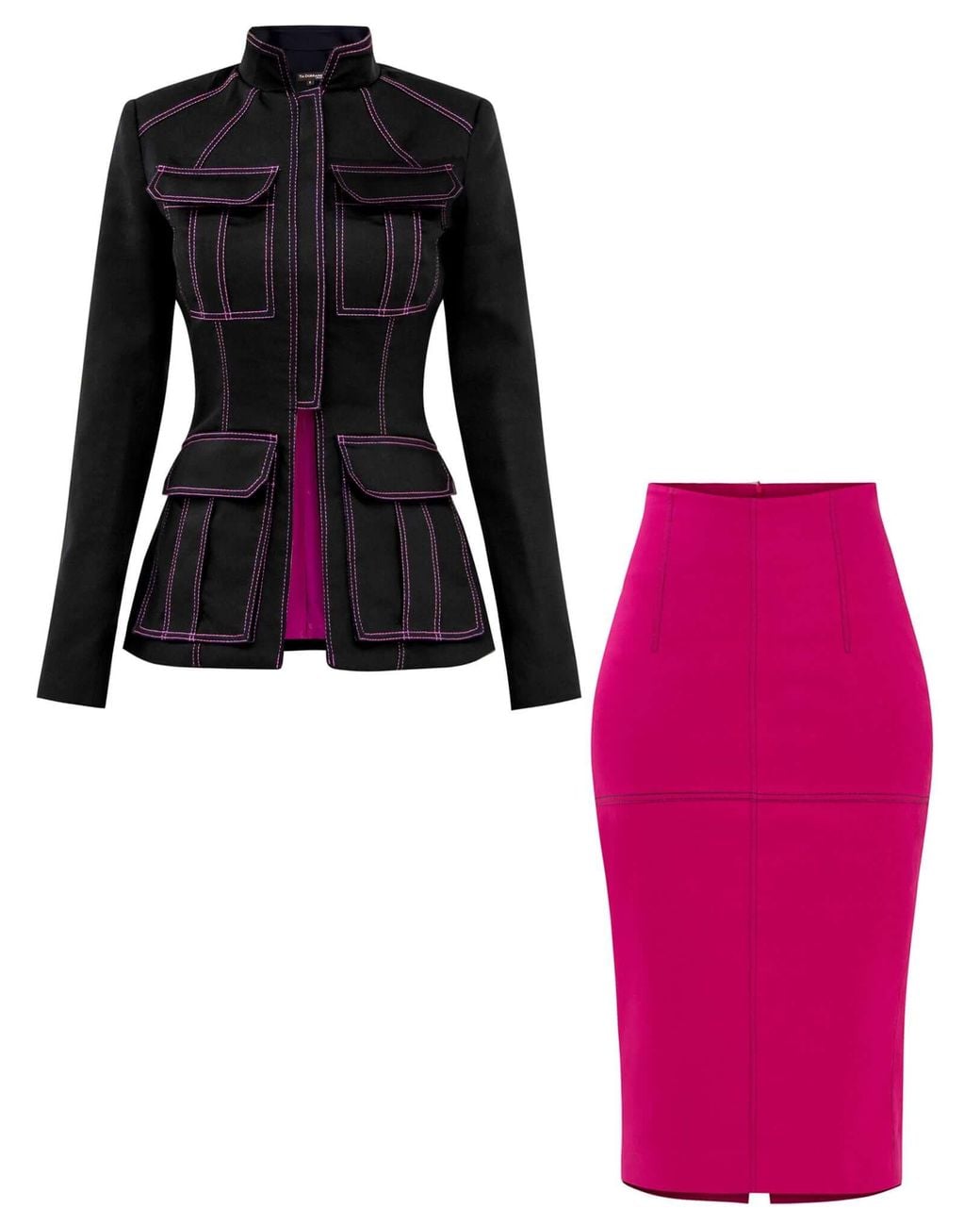 Tia Dorraine Red Details Matter Blazer & Skirt Set