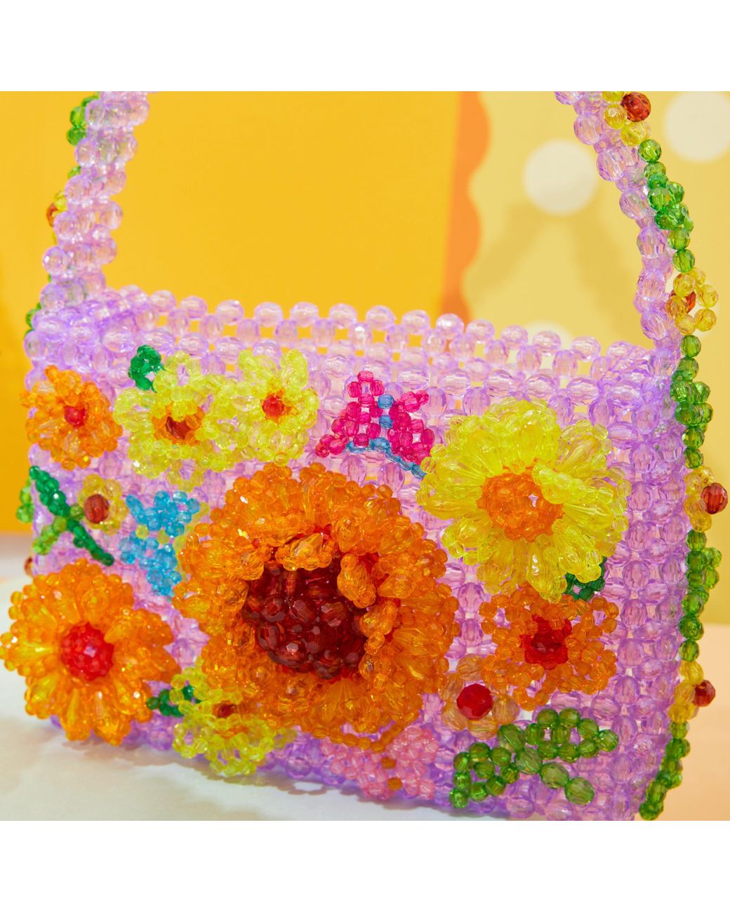 Tillie Beads Yellow Sunflower Floral Mini Bead Bag