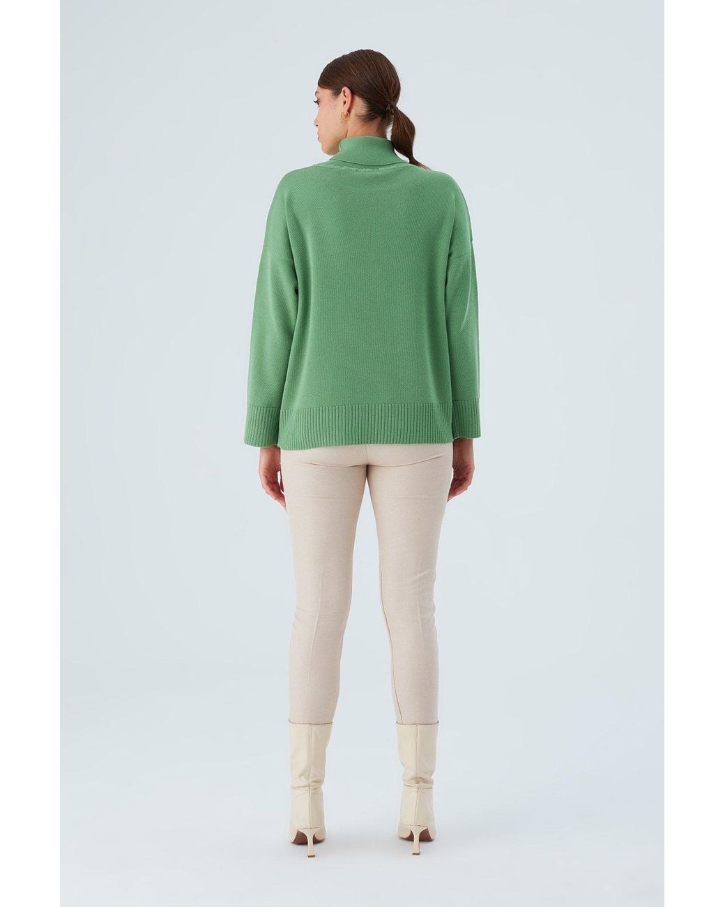 Peraluna Green Wide Roll Neck Knitwear Pullover
