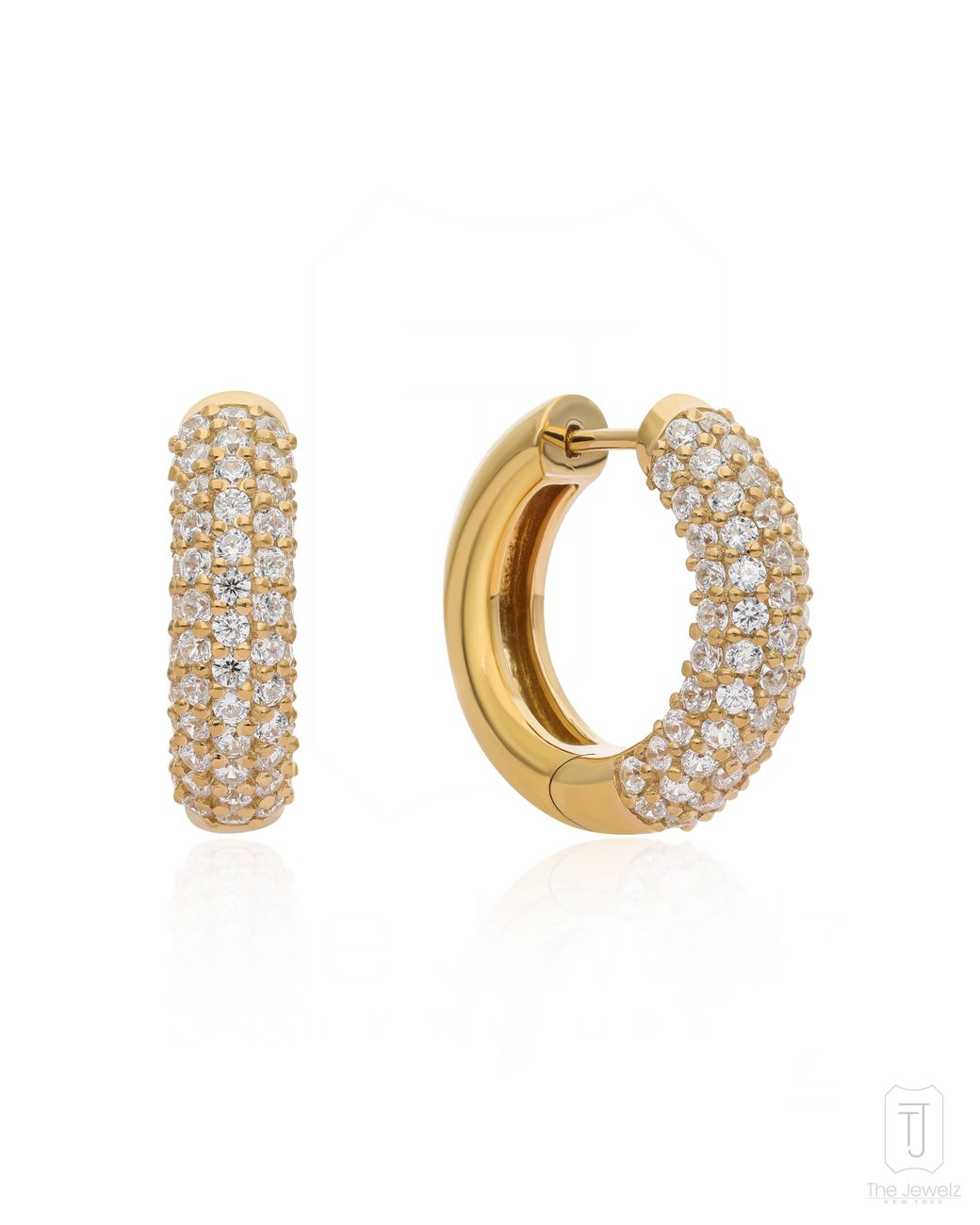 The Jewelz Metallic 'Trinity Glow' 925 Huggies Earrings
