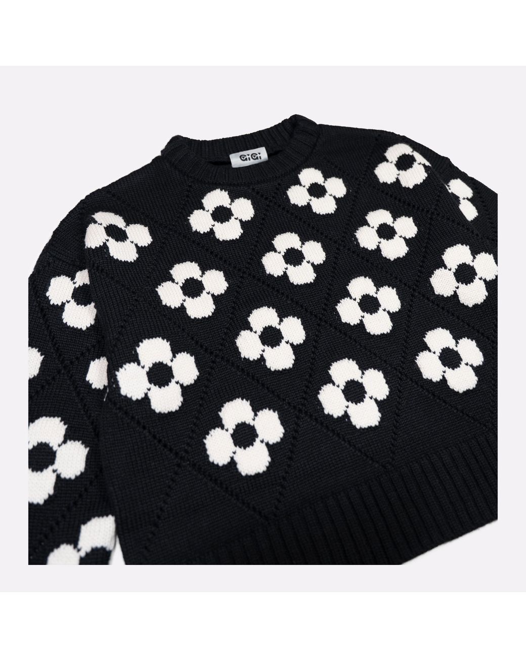 Gigi Knitwear Black Flower Power Sweater