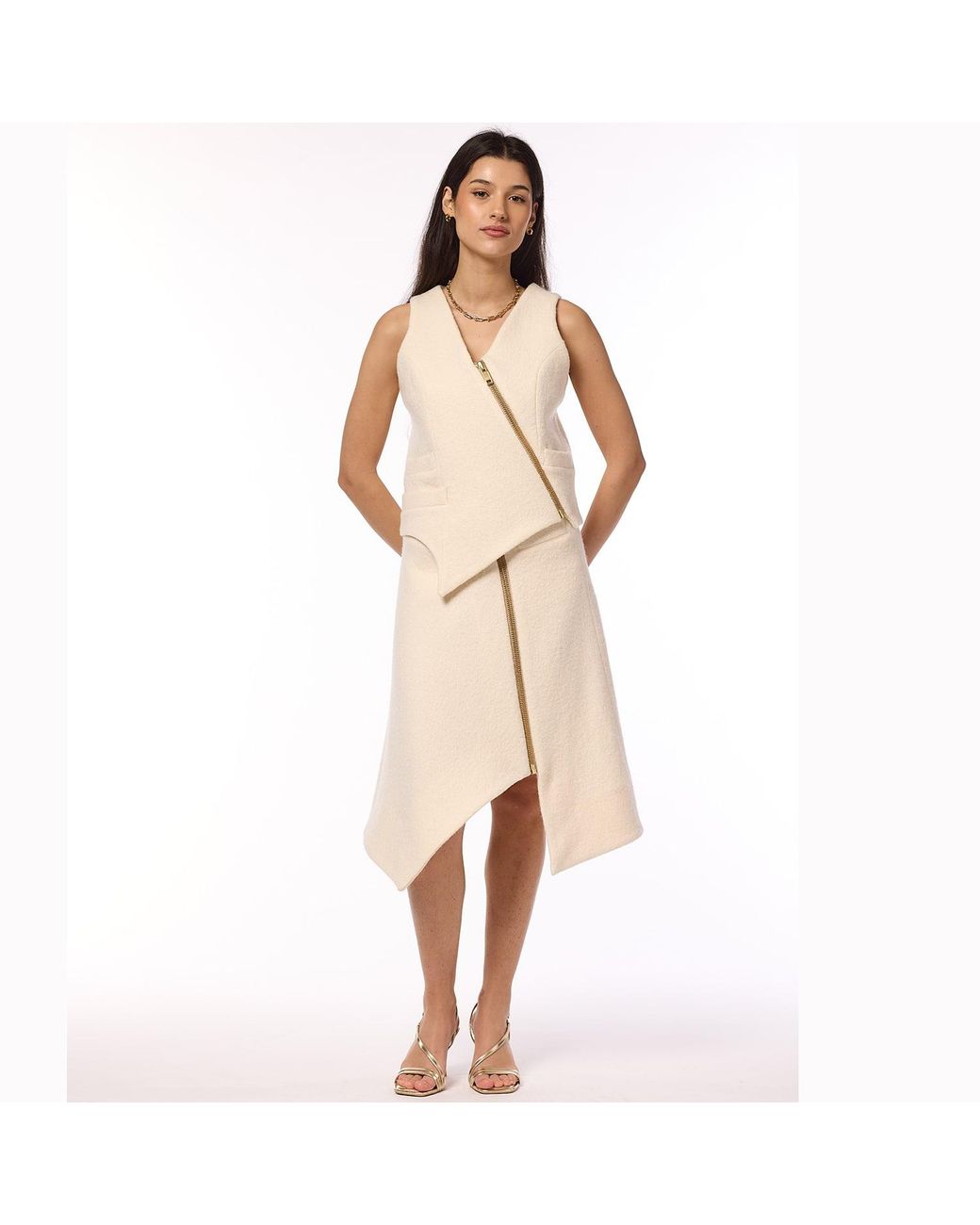 F.j.k by Farah Kadhimi Natural Emily The Ivory High Waisted Flirty Skirt