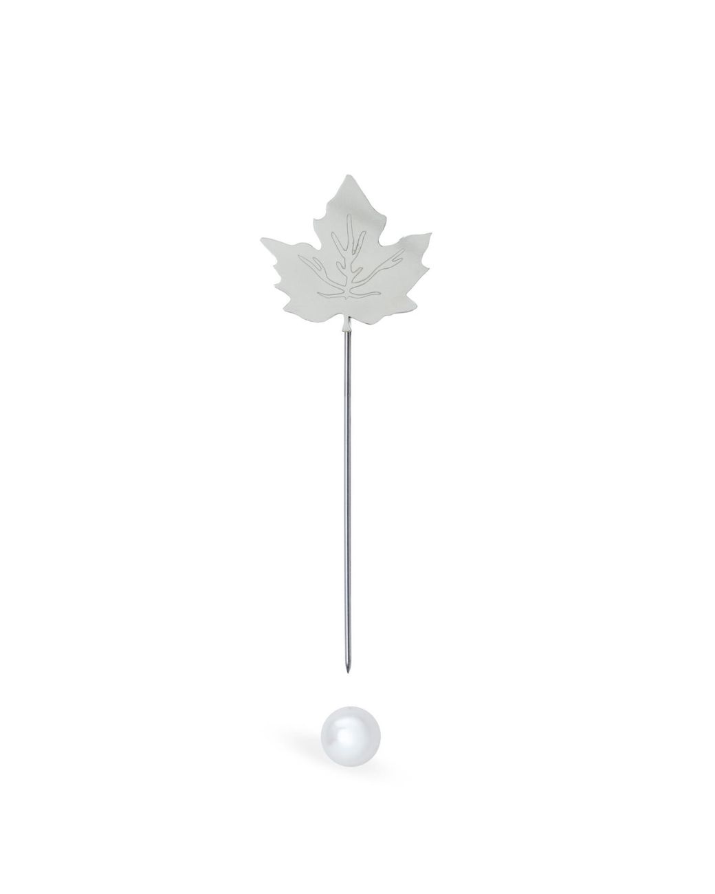 Silver Moon White Sterling Brooch – Maple Leaf Silhouette