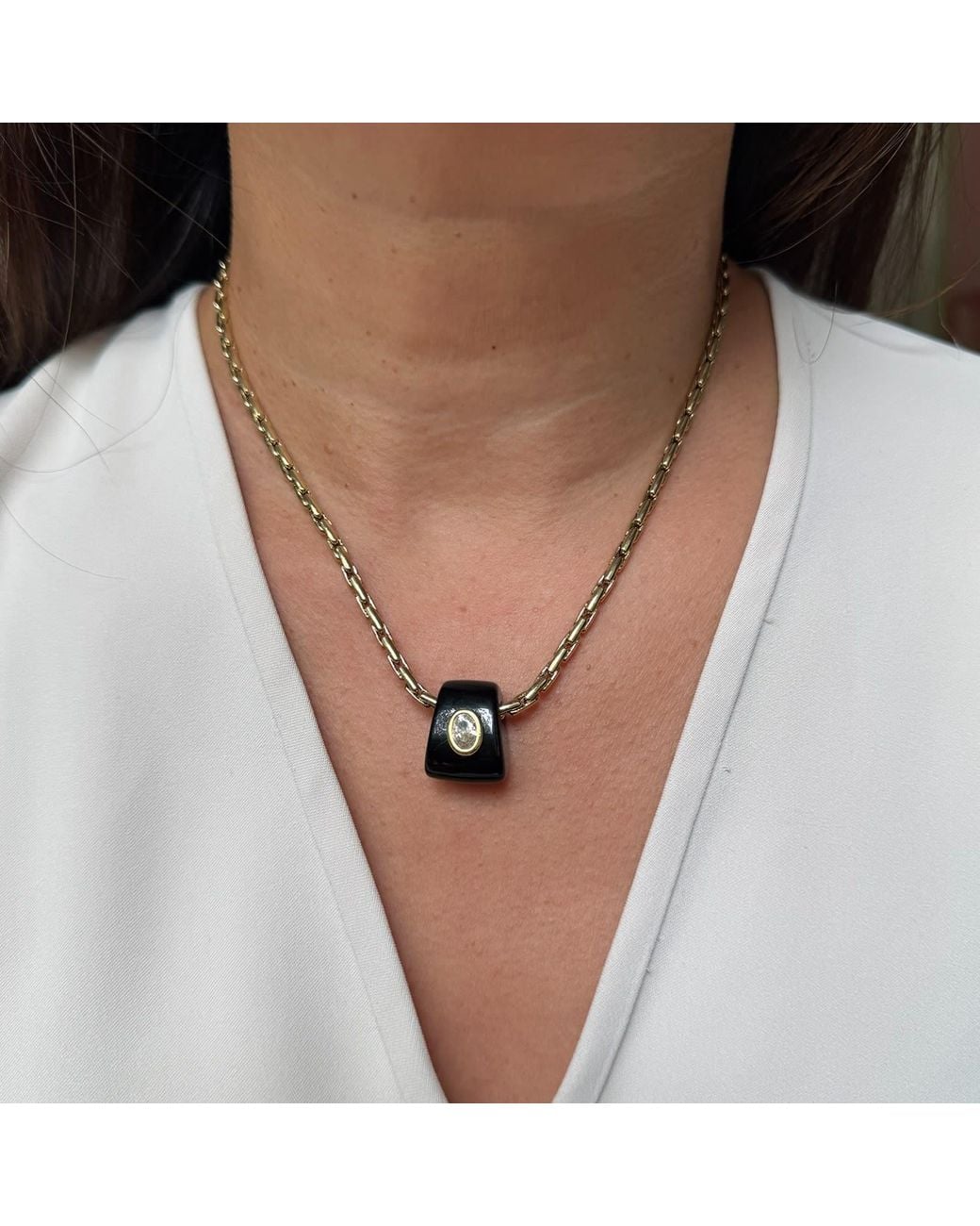 Hye Jane Jewelry Metallic Bowie Obsidion Gemstone Slider Necklace