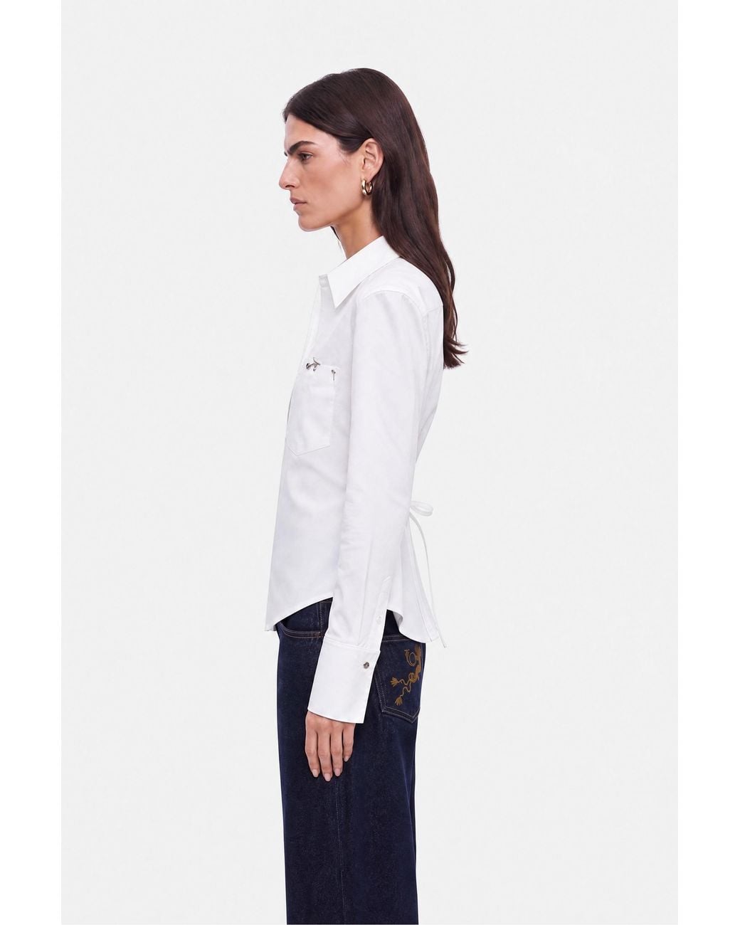 Nocturne White Waist Tie Accessory Shirt