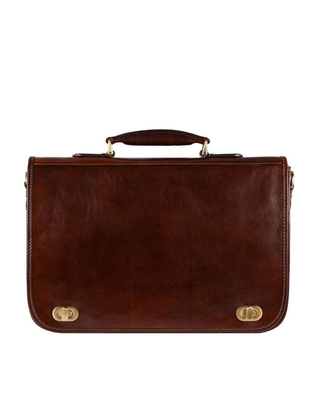 Time Resistance Brown Leather Briefcase Laptop Bag for men
