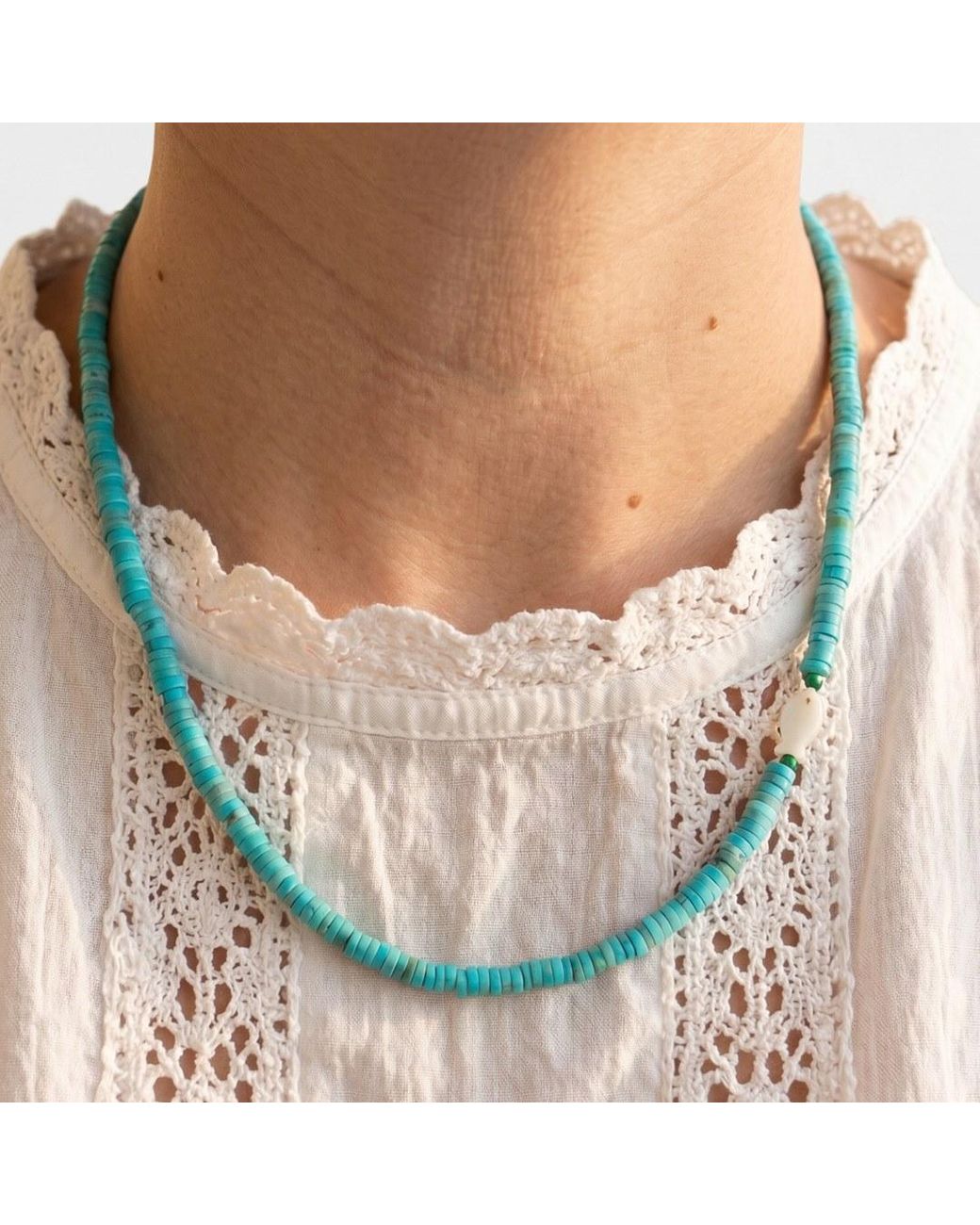Kris Nations Blue Mother Of Pearl Fish Necklace