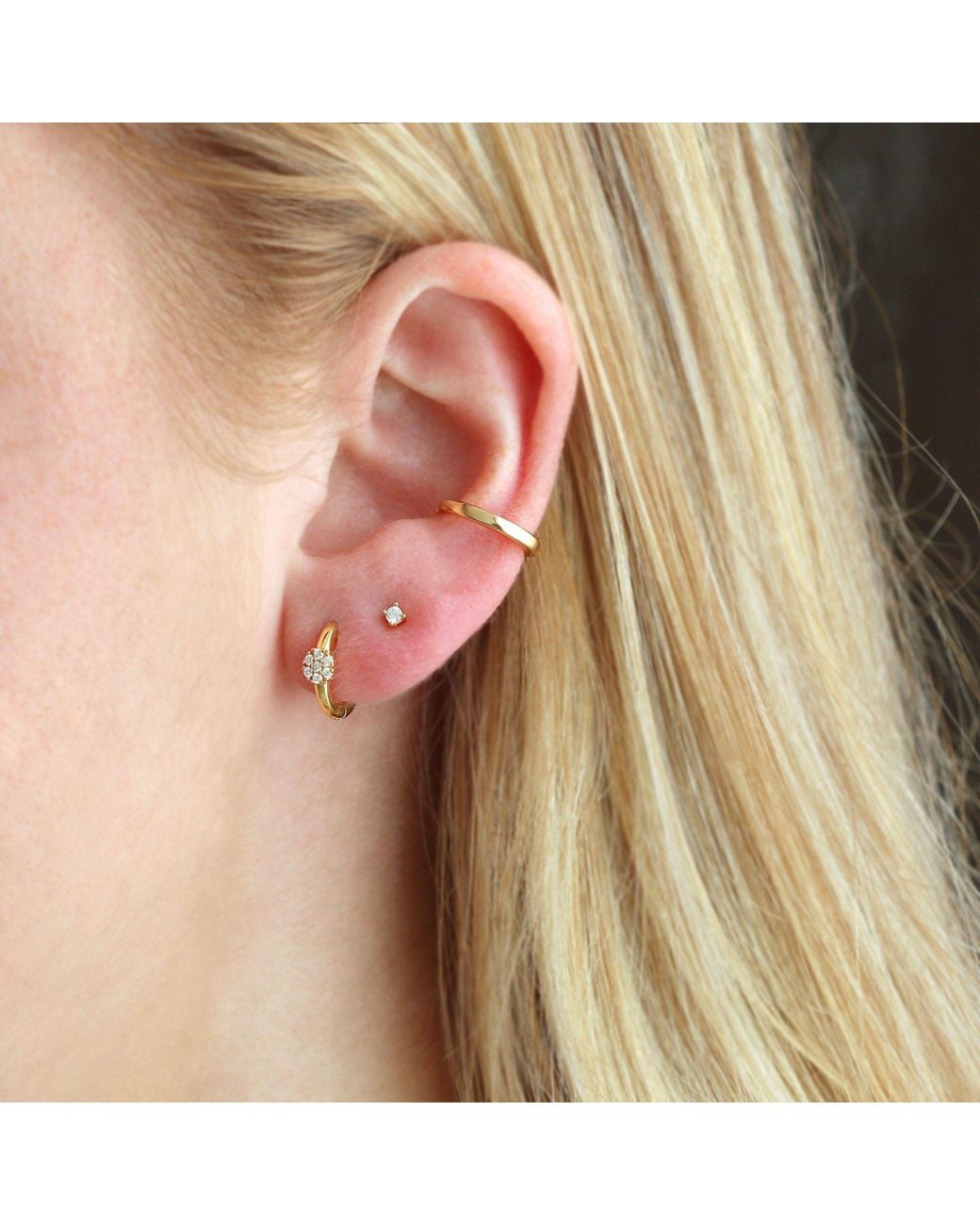 Kris Nations Metallic Twinkle Blossom Huggie Hoop Earrings