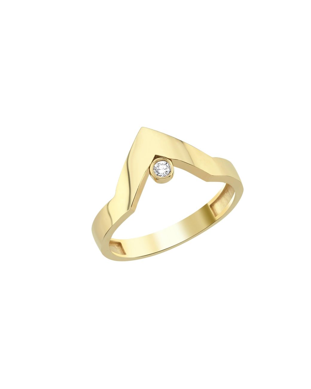Dime Tribe Metallic V-Shaped Diamond Detailed Ring