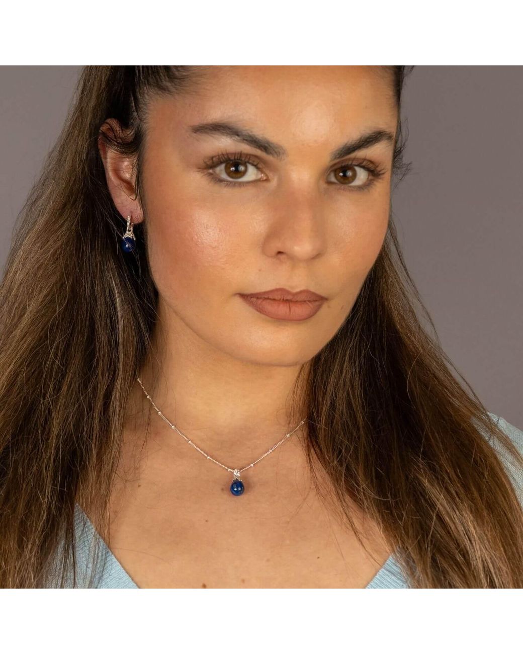 Claire Hill Designs Metallic Lapis Lazuli Lichen Pendant Necklace