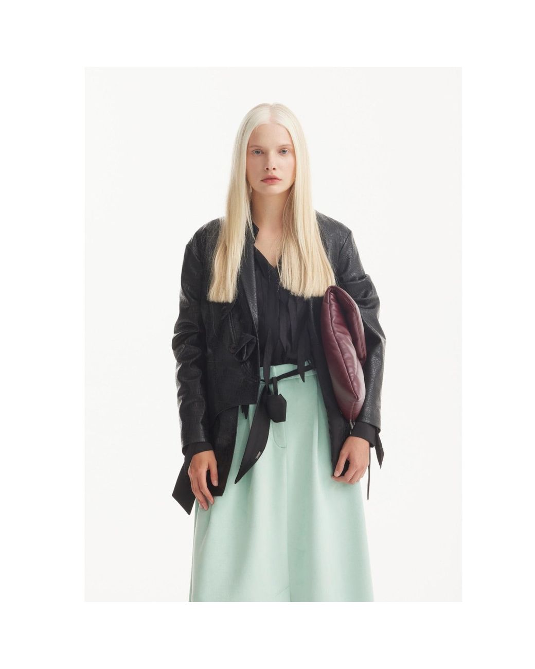 Julia Allert Green Casual Chic Front Slit Suede Skirt