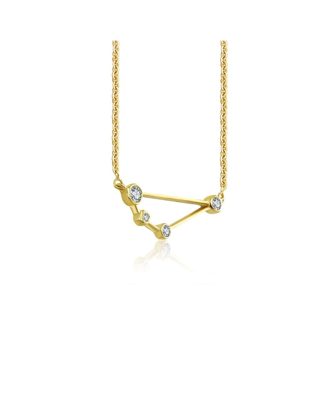 Genevieve Collection Metallic Capricorn Zodiac Constellation Necklace 18K & Diamond