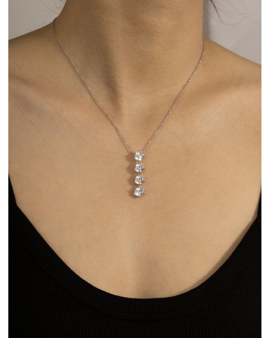 Diamonbliss Metallic Embellished With Swarovski Plated Oval Cut Drop Pendant Necklace, Five Carats