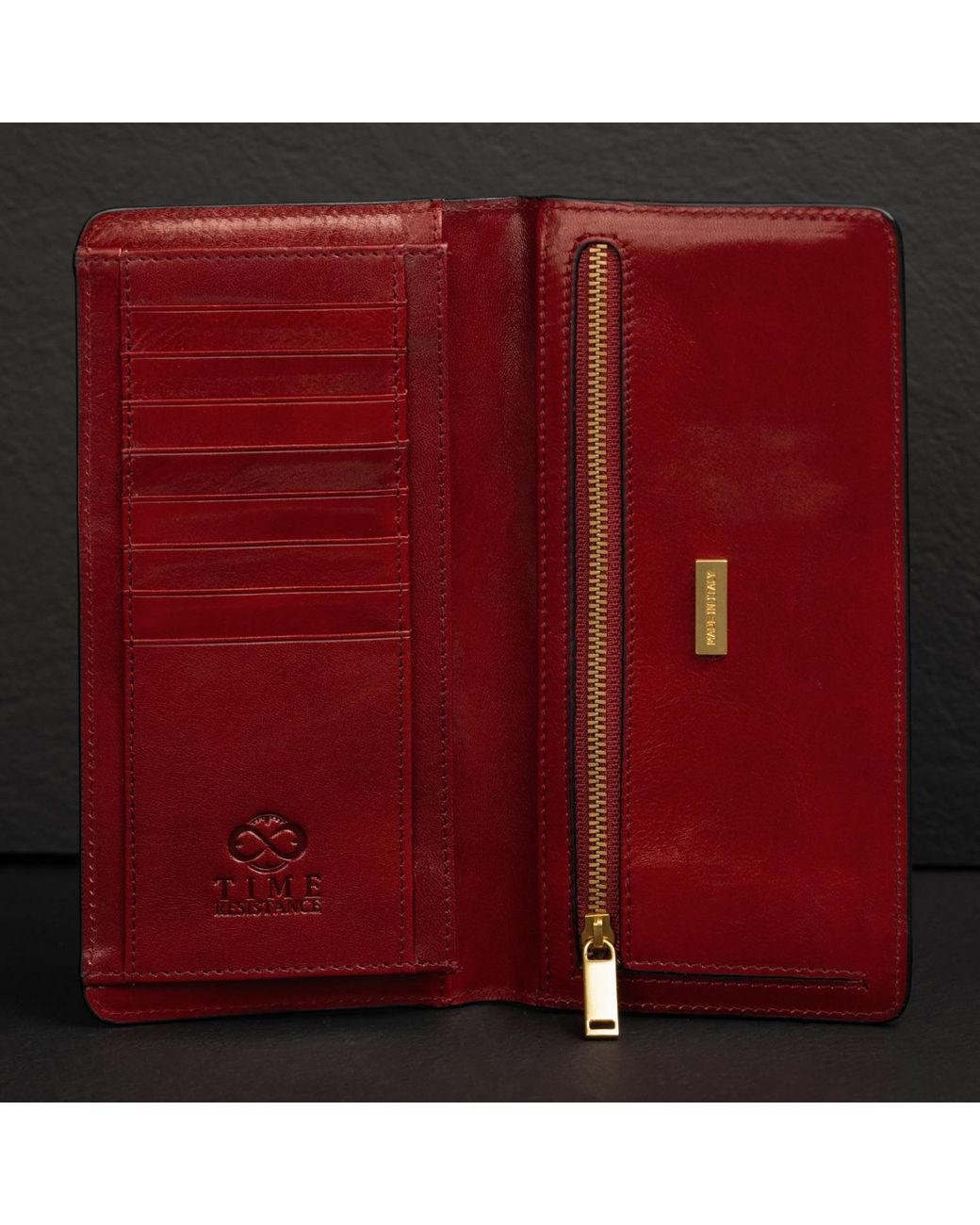 Time Resistance Red Leather Coat Wallet