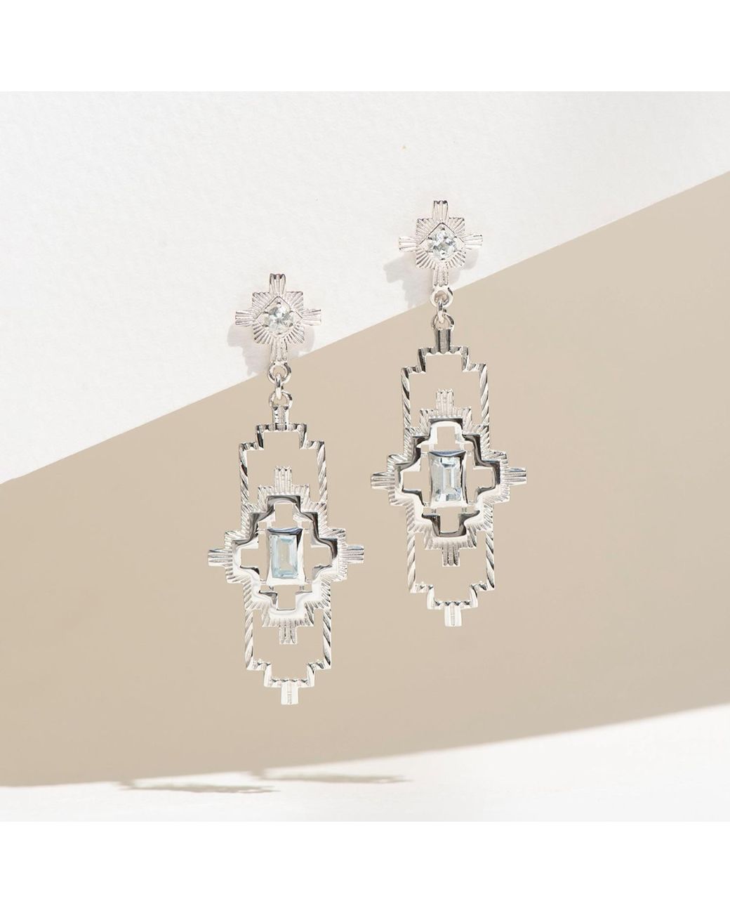 Zoe & Morgan Metallic Munay Earrings Aquamarine