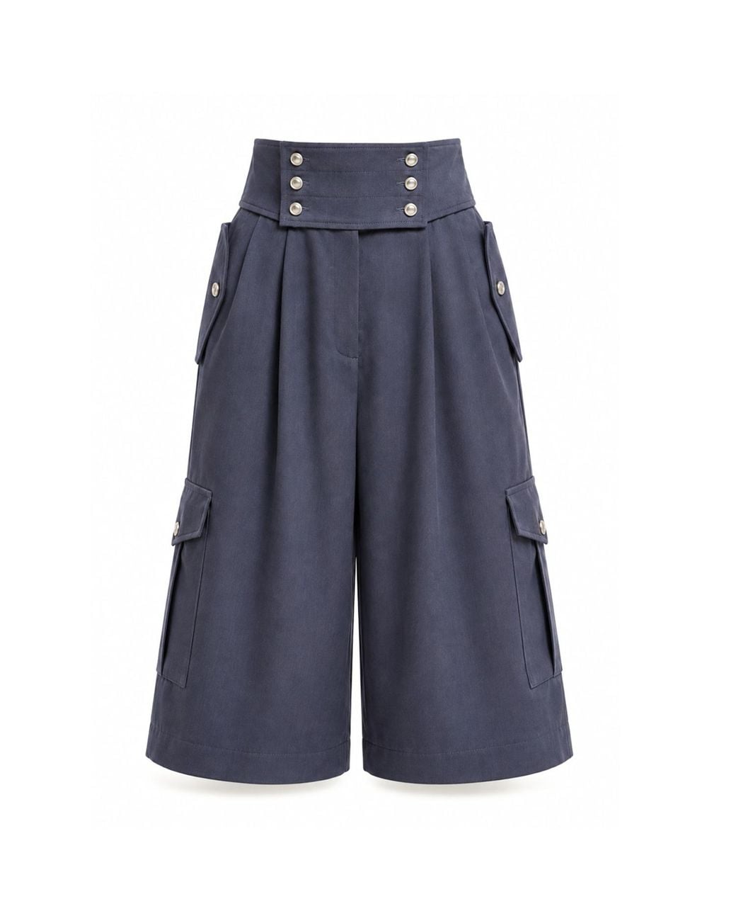 Julia Allert Blue High-Waisted Utility Bermuda Shorts –