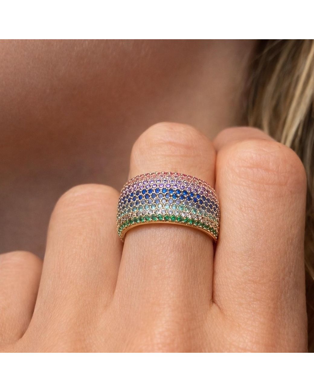 Native Gem Multicolor Billionaire Ring- Blossom