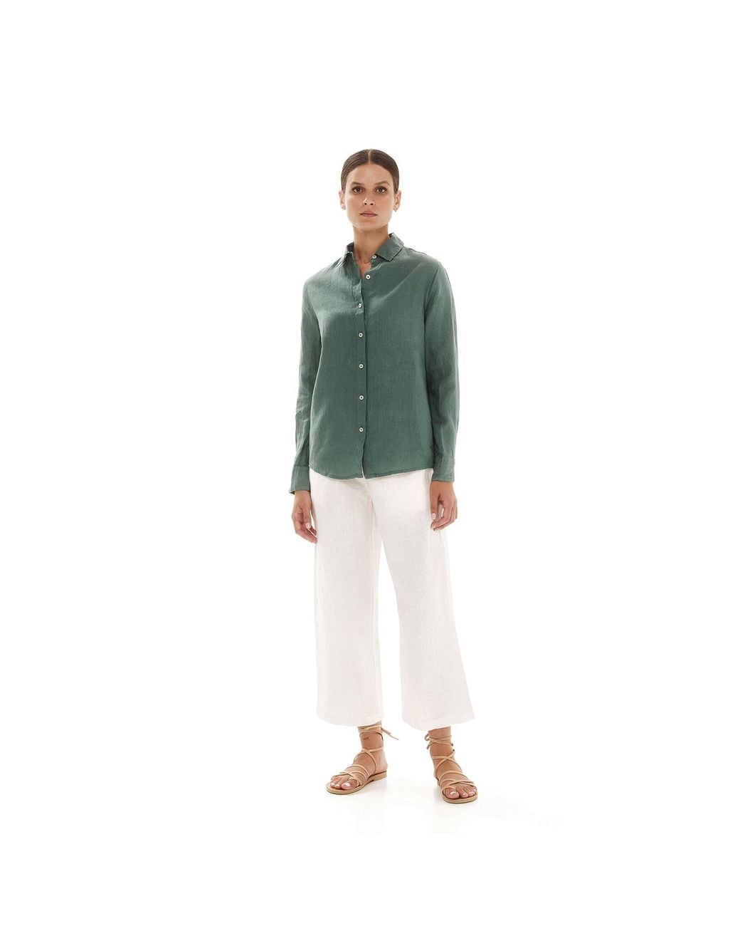 Haris Cotton Blue Solid Linen Shirt With Long Sleeved