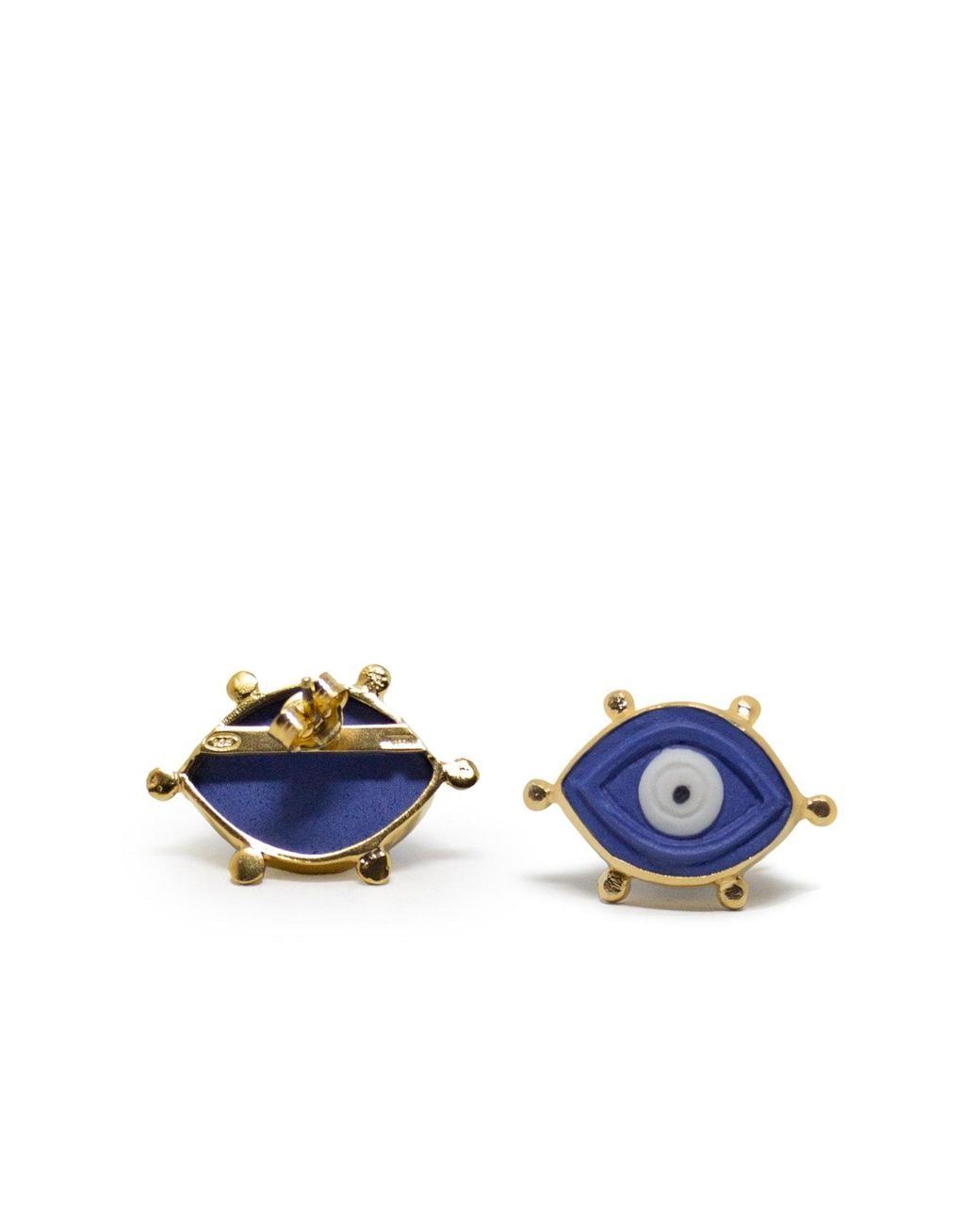 Vintouch Italy Blue Evil Eye-Plated Stud Earrings