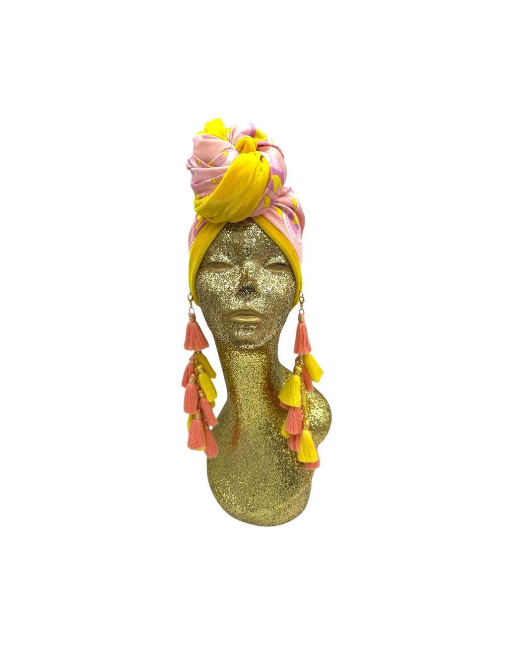 Julia Clancey Yellow Limon Martini Sunshine Chacha Reversible Turban