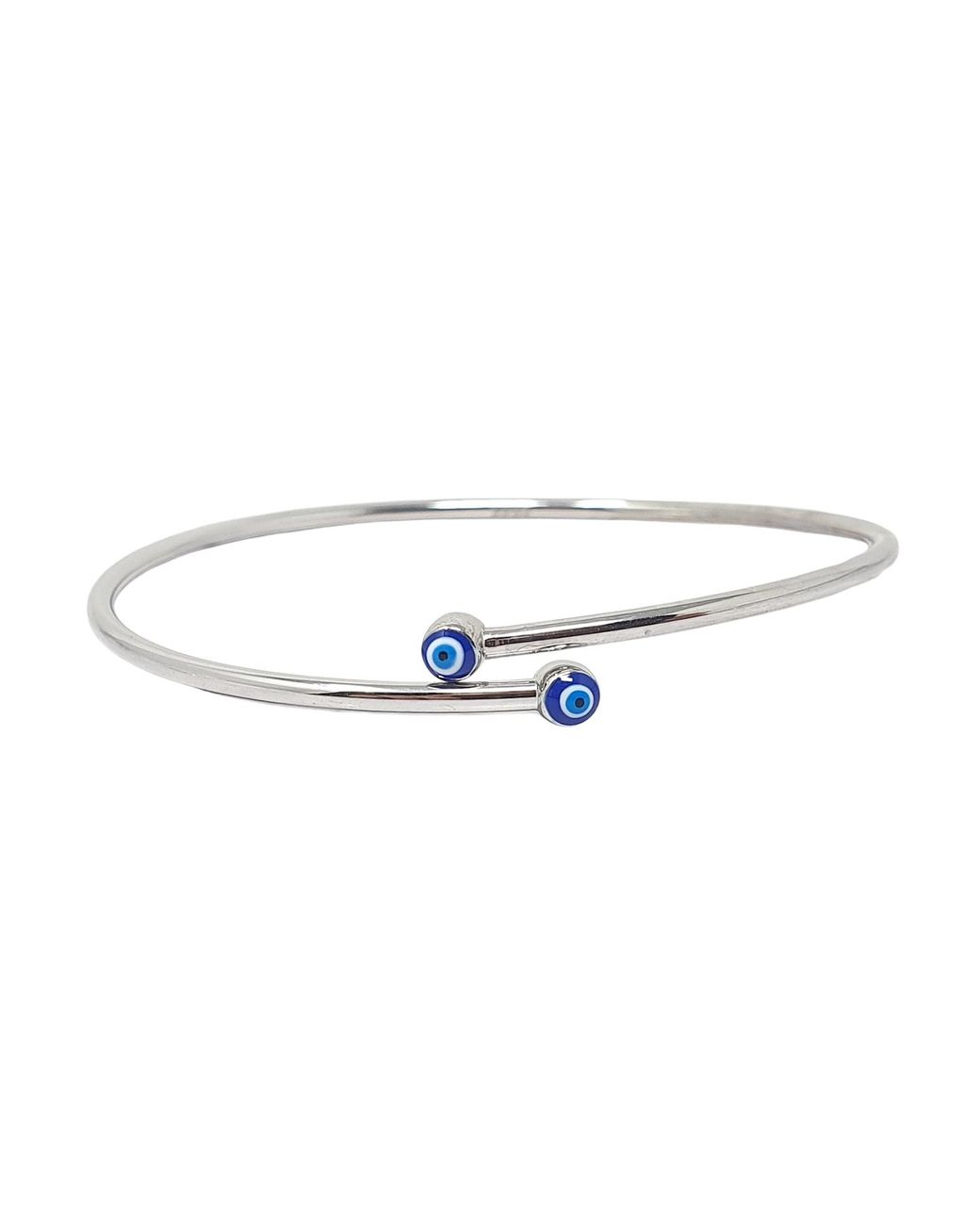 Sophelia Multicolor Turkish Evil Eye Minimalist Sterling Bangle
