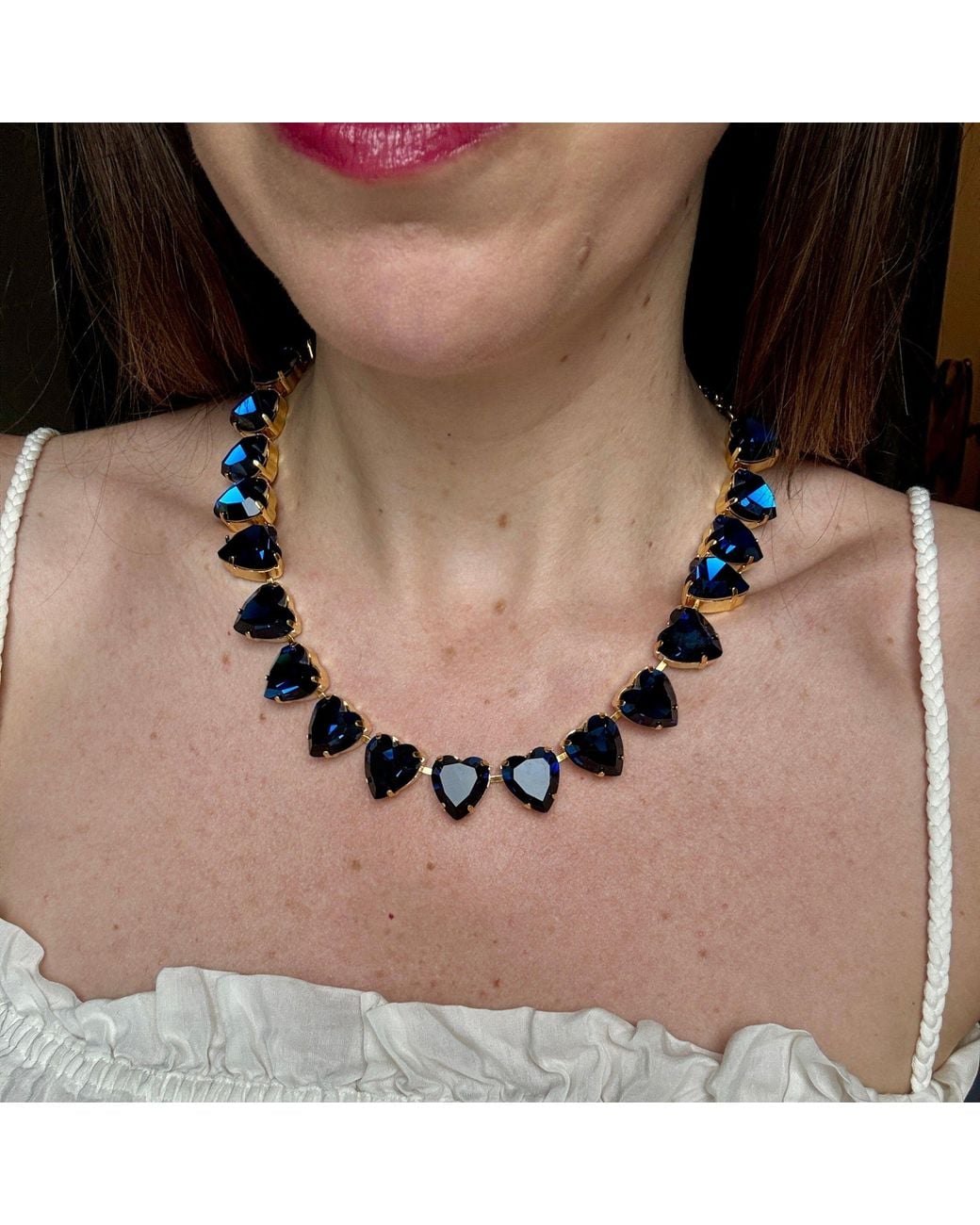 Laura Gray Blue Grace Dark Heart Necklace